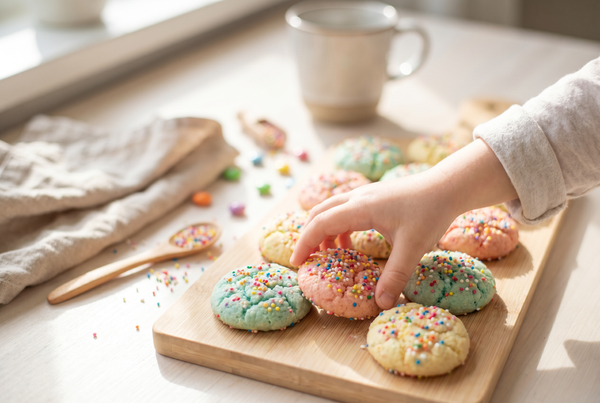 Krymmel-cookies – sjove farverige småkager børn elsker