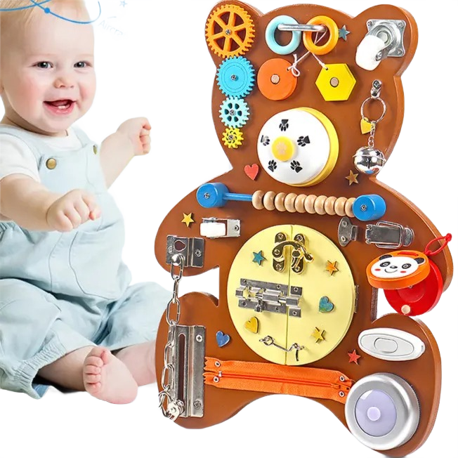 Montessori Busy Board – Brun Bjørn